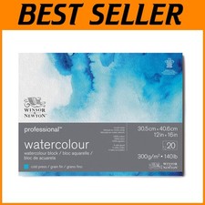 Gummed Cold Pressed Watercolor Paper Block - 12" x 16", 100% Cotton, 20 Sheets