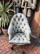 Vintage Directors Chesterfield Desk Chair Rare Blue/gray