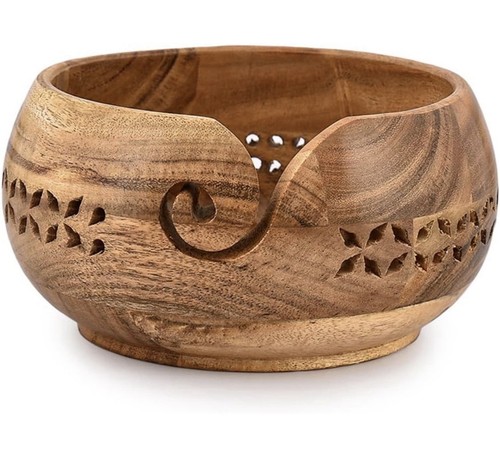 Acacia wood yarn bowl hand - wood,