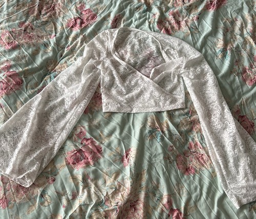 White lace bridal cropped - white,