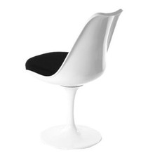 Saarinen Type White Swivel Tulip Chair with Black Tulip Cushion New