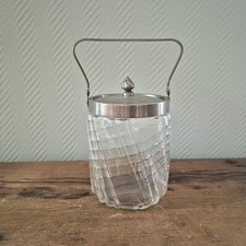 Antique Dutch FRISIAN WIRE Glass Biscuit Barrel 1890 Swirl Jar Cookie Canister