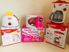 Cooking Role Play Set Kids Kitchen Toy Toaster Kettle Coffee Maker micro 3pcGift