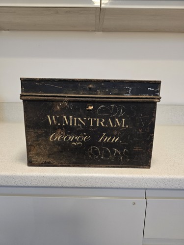 Antique steel metal deed box - antique,