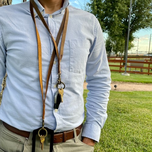 Personalized leather lanyard - leather,