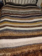 Hand crocheted blanket Bedspread  Sofa Throw 80"X80" Earthy Shades