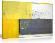 Grey And Yellow Abstract Art