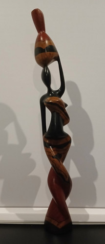 Tall wooden made african pot - wooden,