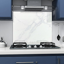 BELOFAY White Marble Toughened Glass Heat Resistant Kitchen Splashback For Hob