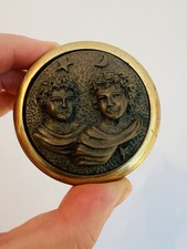 Vintage Stuart Houghton Brass Gemini Zodiac Paperweight – SH England