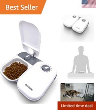 Elegant White Automatic Pet Feeder with Portion Control & Freshness Protection