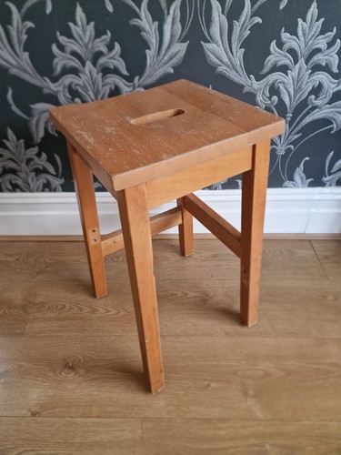 Vintage wooden stool school - vintage,
