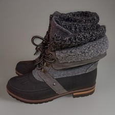 Rock & Candy Derry Boots Women's Size 7 Fold-Over Faux Shearling Cuff Lace-Up