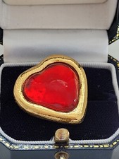 Yves Saint Laurent YSL Gripoix 1980s Love Heart Brooch 
