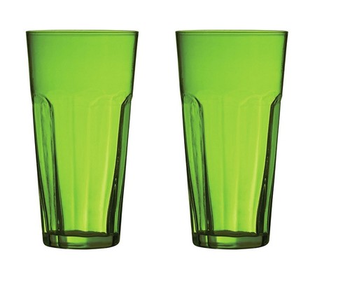 2pc green glass highball - glass,