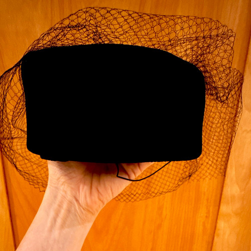 Vintage black velvet pillbox - vintage,