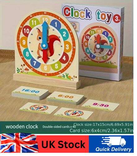 Wooden clock cards kids - wooden, clock+40