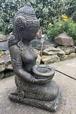 STONE GARDEN PRAYING GEISHA BUDDHA GIRL CANDLE HOLDER GOLD STATUE ORNAMENT