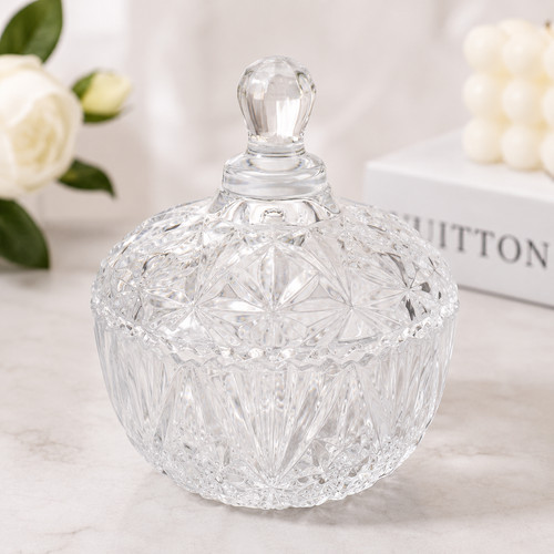 Crystal style glass candy jar - glass,