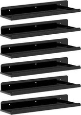Lifewit Floating Plastic 38cm Shelves Room Decor Shelf For Wall 6 Pack - Black