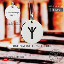 Viking Rune Pendant Necklace ✔️Runic✔️Free Engraving✔️Solid 925 Sterling Silver