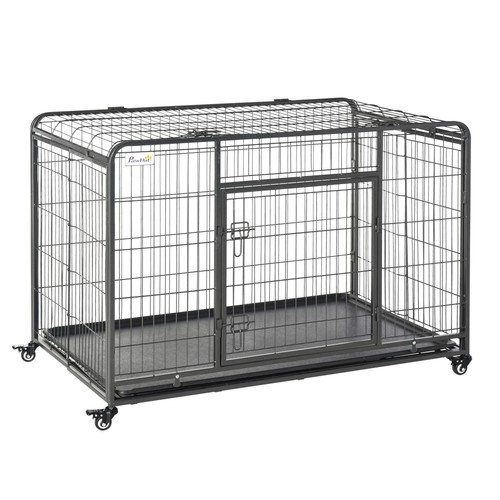 Pawhut metal dog cage kennel - metal,