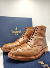 RARE Tricker's X Herring Stow Brogue Tan Leather Boots UK 9.5 US 10.5 EU 43.5