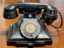1940s Vintage  Rotary Telephone Black Bakelite"GPO Model No 1/232” Refurbished