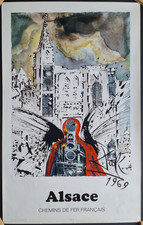 Vintage original 1970 poster - Salvador Dali - SNCF - French Railways - Alsace