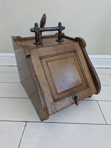 Antique oak coal scuttle - antique,