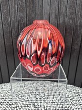 ​Art Glass Vase Red Black