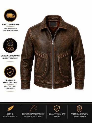 Mens distressed brown leather - distressed,