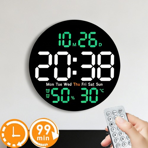 Digital wall clock remote - digital, w/remote