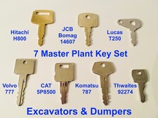 7 Master Plant Key Excavator Dumper JCB Komatsu Volvo Thwaites CAT Hitachi Lucas
