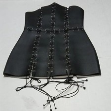 Dolls Kill Club Exx Speaker Bound Black Vegan Leather Lace-Up Mini Dress Size L