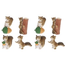  2 Pieces Squirrel Garden Statue Animal Figurines Resin Miniature Model Ornament