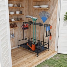 Metal Garden Tool Holder Storage Rack Tidy Shelf Gardening Organizer Hooks Optio