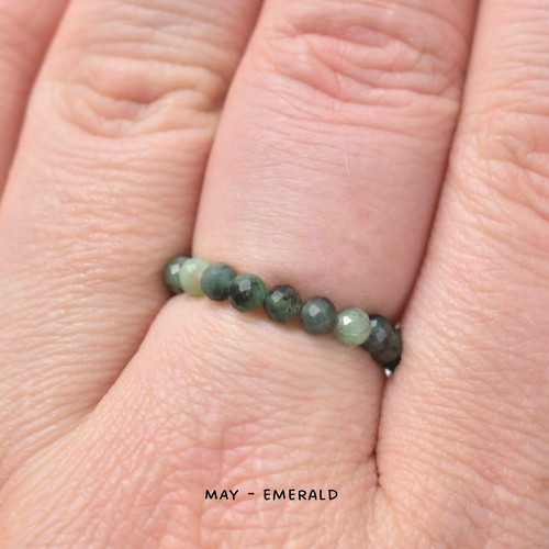 Birthstone ring beaded - birthstone,