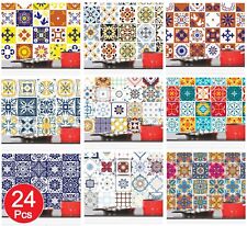 Tile Stickers 24pcs Wall Self Adhesive Vinyl Vintage Mosaic Kitchen Peel & Stick