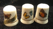 SET OF 3  BUTTERFLYS THIMBLES "TUULON" BANNER ON ONE