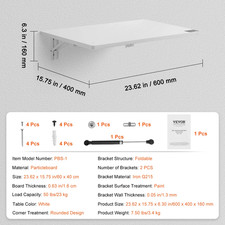 Wall Mounted Folding Table Drop Leaf Floating Desk with Bracket for Home