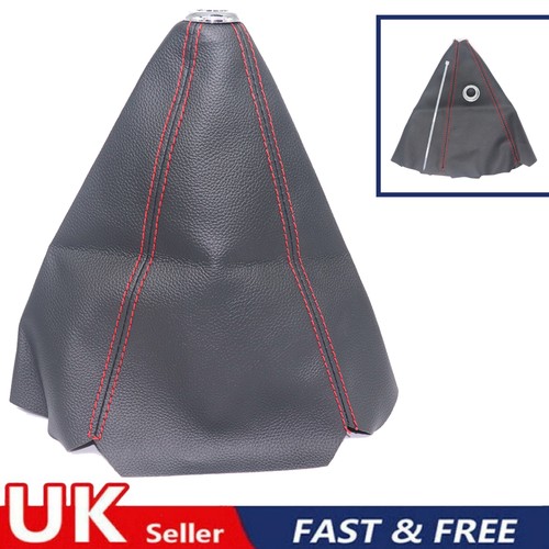 Red stitching car gear stick - stitching,