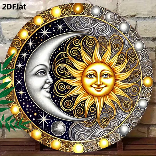 Sun moon metal plaque - sun,