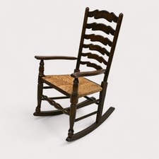 Vintage Rocking Chair Oak Frame Reed Seat Georgian Style FREE UK Delivery