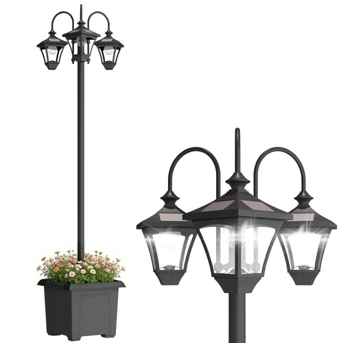 Outsunny head solar lamp - outsunny, 3-head
