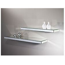 Silver Mirrored Glass Shelves Floating Wall Shelf Display Ladges Storage 40x15x5