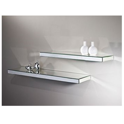 Silver mirrored glass shelves - silver,