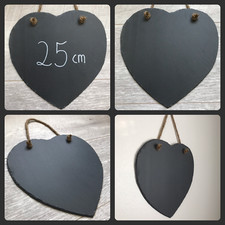 large 25cm handmade slate hanging heart chalkboard blackboard wedding