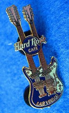 LAS VEGAS PURPLE TWIN NECK FENDER *MINI GUITAR* SERIES Hard Rock Cafe PIN LE