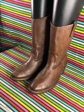 Vintage Women’s Brown Leather Cowboy Western Cowgirl Biker Riding Boots Uk 6